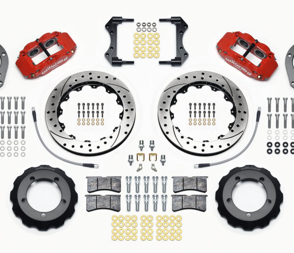 Wilwood Narrow Superlite 4R Front Hat Kit 12.88in Drill Red 76-77 Ford Bronco Dana 44 w/Lines