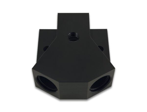 Vibrant Billet Aluminum Y-Block Fitting with 1/8in NPT Port -8AN x Dual -8AN ORB