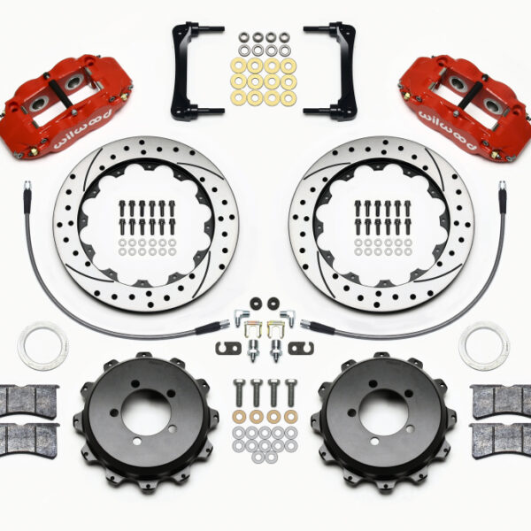 Wilwood Narrow Superlite 4R Rear Kit 12.88in Drilled Red 2008-2012 Subaru WRX w/Lines