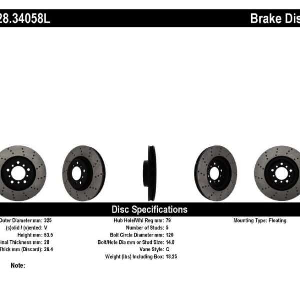 StopTech 01-06 BMW M3 Drilled Left Front Rotor