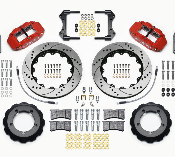 Wilwood Narrow Superlite 4R Front Hat Kit 14.00in Drill Red 66-75 Ford Bronco Dana 30/44 w/Lines