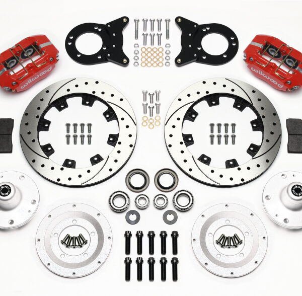 Wilwood Dynapro Dust-Boot Front Kit 12.19in Drill Red 1965-1969 Mustang Disc & Drum Spindle