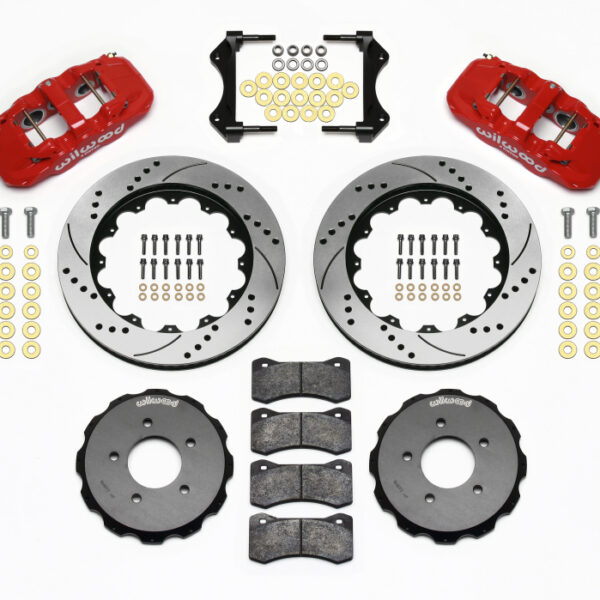 Wilwood AERO6 Front Hat Kit 14.00 Drilled Red 99-06 BMW E46