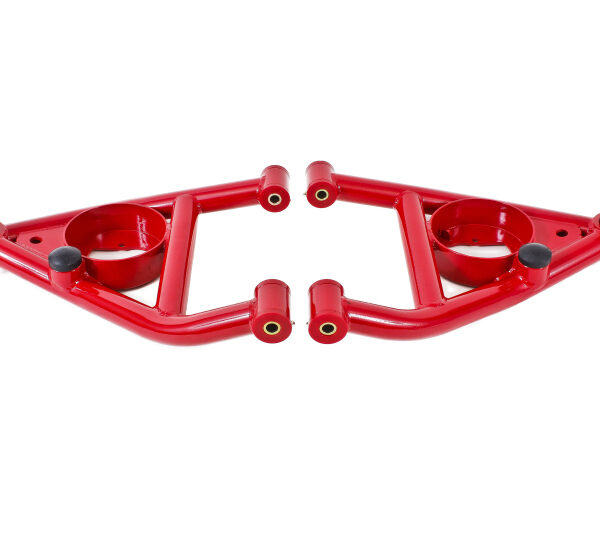 BMR 67-69 F-Body A-arms Lower, DOM Non-adjustable Polyurethane Bushings Front Bump Stops Red