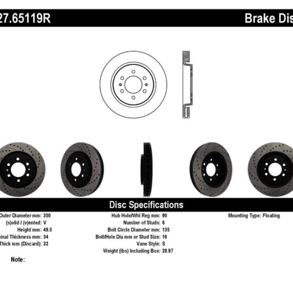 StopTech Slotted & Drilled Sport Brake Rotor