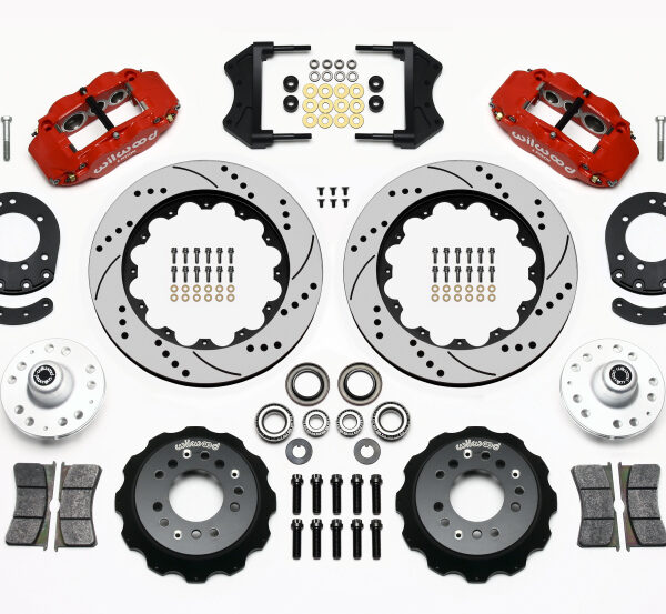Wilwood Narrow Superlite 6R Front Hub Kit 14.00in Drill Red 1965-1969 Mustang Drum Spindle