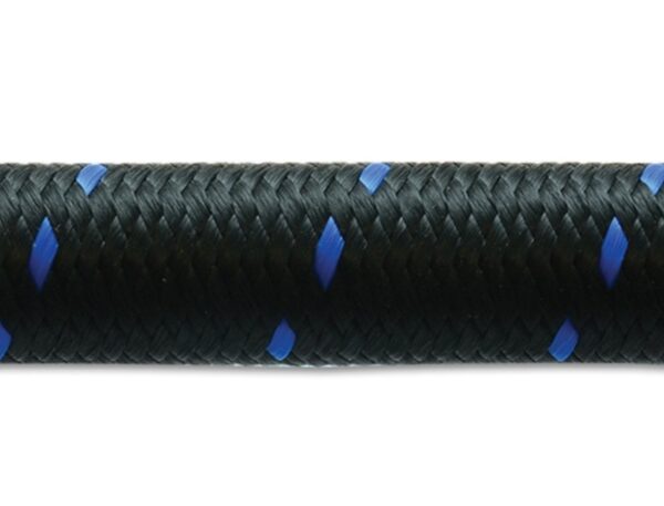 Vibrant -8 AN Two-Tone Black/Blue Nylon Braided Flex Hose (20 foot roll)