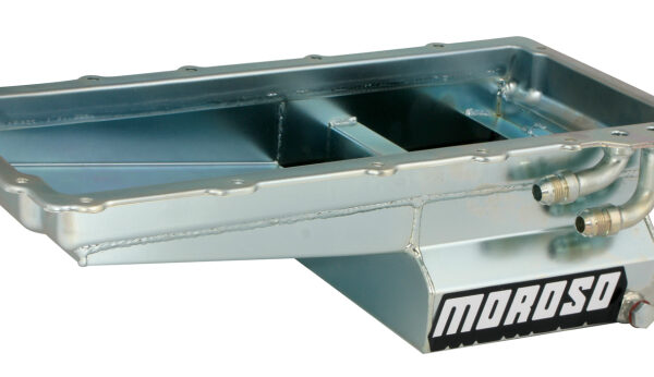 Moroso GM LS Swap (w/Rear Sump & Two -10An Fittings) Wet Sump 7qt 6in Angled Steel Oil Pan