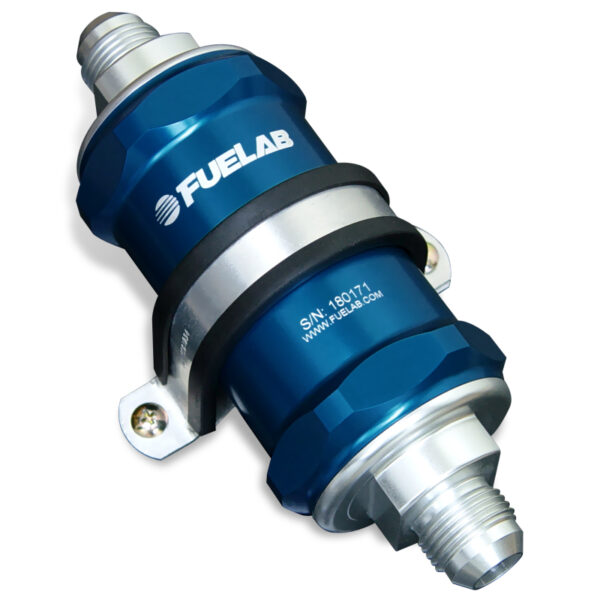 Fuelab 818 In-Line Fuel Filter Standard -8AN In/Out 6 Micron Fiberglass - Blue