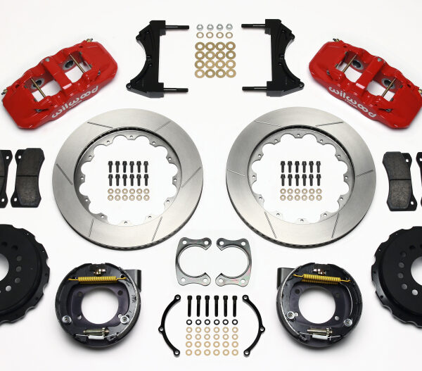 Wilwood AERO4 Rear P-Brake Kit 14.00in Red Big Ford New Style 2.36in Offset