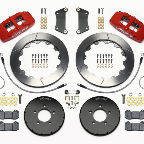 Wilwood Dynapro 6 Front Hat Kit 12.88in Red 2005-Up Mazda 3 w/ Lines
