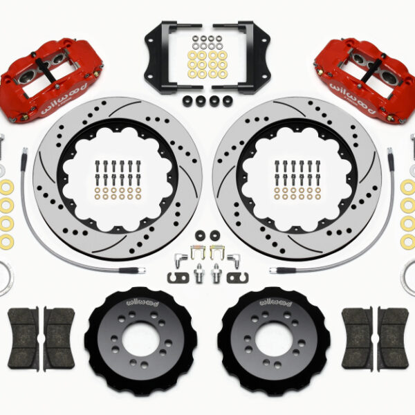 Wilwood Narrow Superlite 6R Front Hat Kit 14.00in Drill Red 2013-Up Ford Focus ST w/ Lines