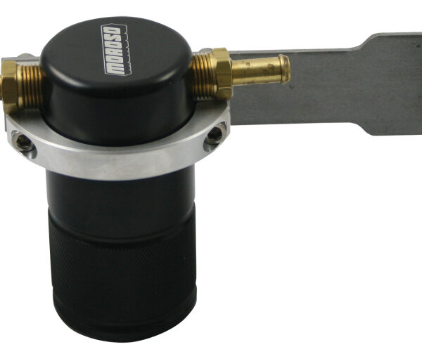 Moroso 08-14 Cadillac CTS-V Air/Oil Separator Catch Can - Small Body - Billet Aluminum -Black Finish