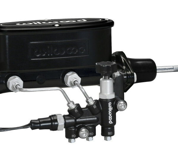 Wilwood HV Tandem M/C Kit w L/H Bracket & Prop Valve - 7/8in Bore Black-W/Pushrod