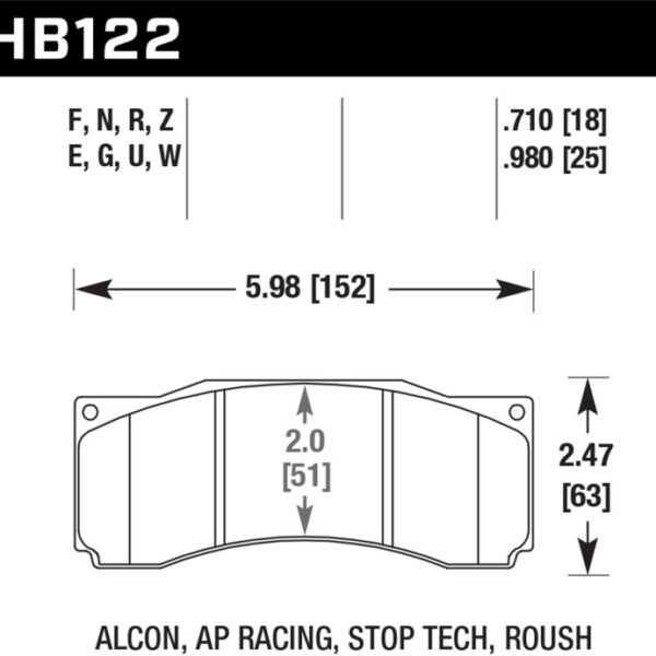 Hawk DTC-80 AP Racing Alcon Race Brake Pads