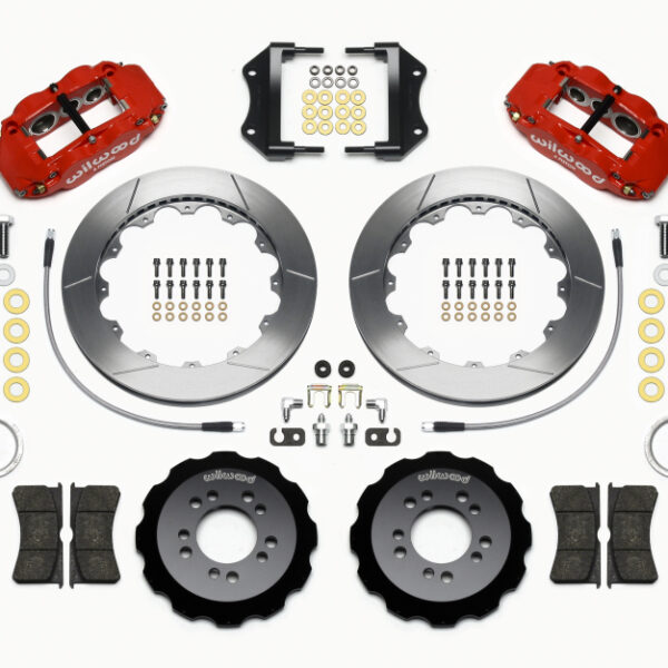 Wilwood Narrow Superlite 6R Front Hat Kit 12.88in Red 2013-Up Ford Focus ST w/ Lines