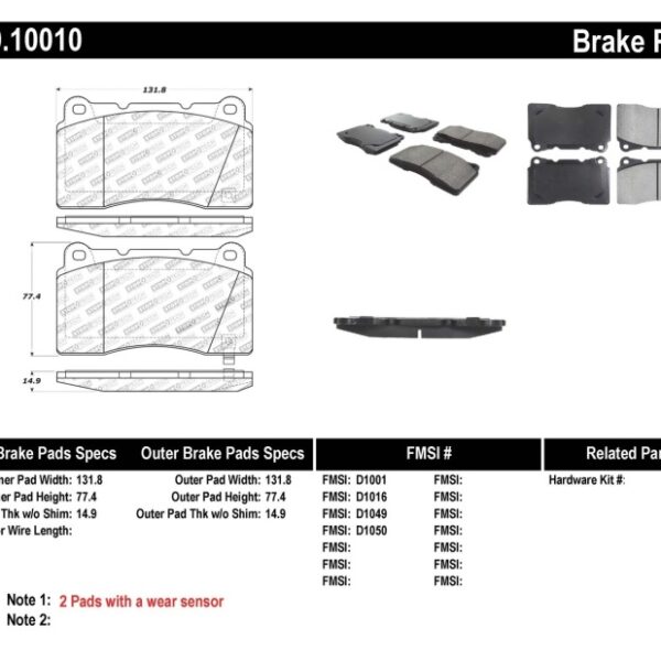StopTech Performance 04-07 STi / 03-06 Evo / 08-10 Evo / 10+ Camaro Front Brake Pads