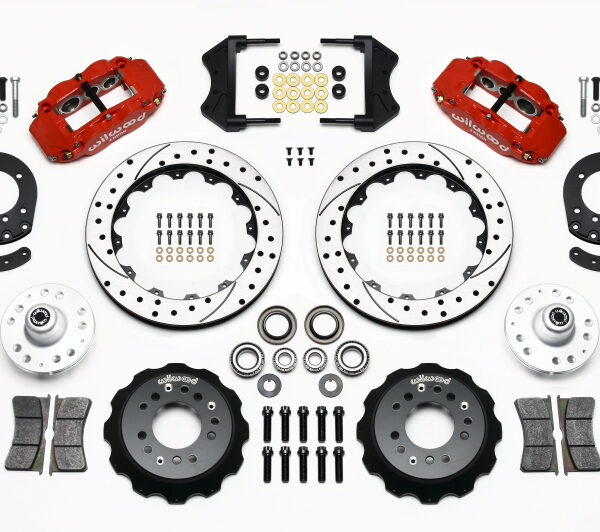 Wilwood Narrow Superlite 6R Front Hub Kit 12.88in Drill Red 1965-1969 Mustang Drum Spindle