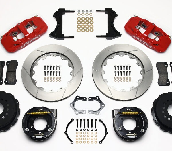 Wilwood AERO4 Rear P-Brake Kit 14.00in Red Mopar/Dana 2.36in Off w/Snap Ring Brng