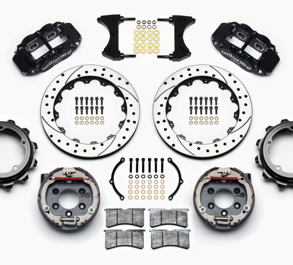 Wilwood Narrow Superlite 4R Rear P-Brk Kit 12.88in Drilled Strange Eng Floater 3.49in Offset