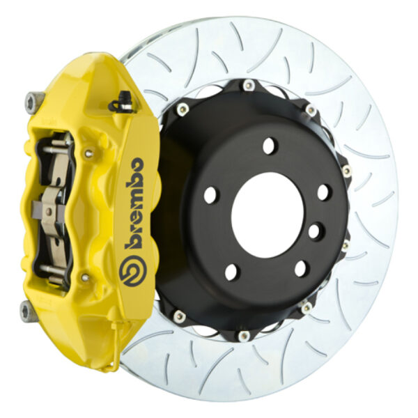 Brembo 08-09 CLK63 AMG Black Series Rear GT BBK 4 Piston Cast 345x28 2pc Rotor Slotted Type3-Yellow