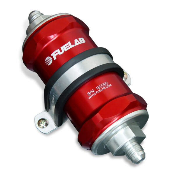 Fuelab 818 In-Line Fuel Filter Standard -8AN In/Out 6 Micron Fiberglass - Red