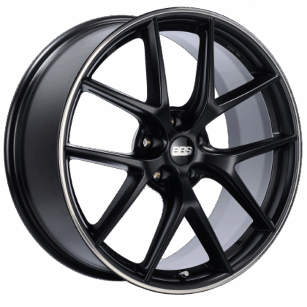 BBS CI-R 19x8.5 5x114.3 ET43 Satin Black Polished Rim Protector Wheel -82mm PFS/Clip Required