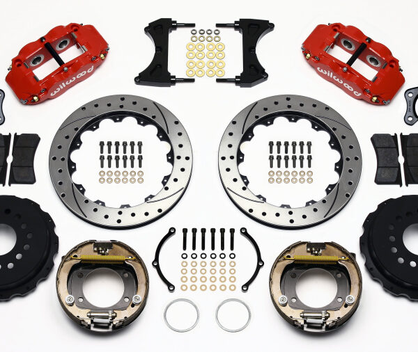 Wilwood Narrow Superlite 4R Rear P-Brk Kit 12.88in Drill Red Big Ford New Style