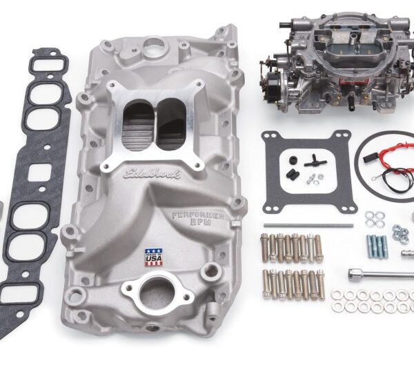 Edelbrock Manifold And Carb Kit Performer RPM Big Block Chevrolet Oval Port Natural Finish