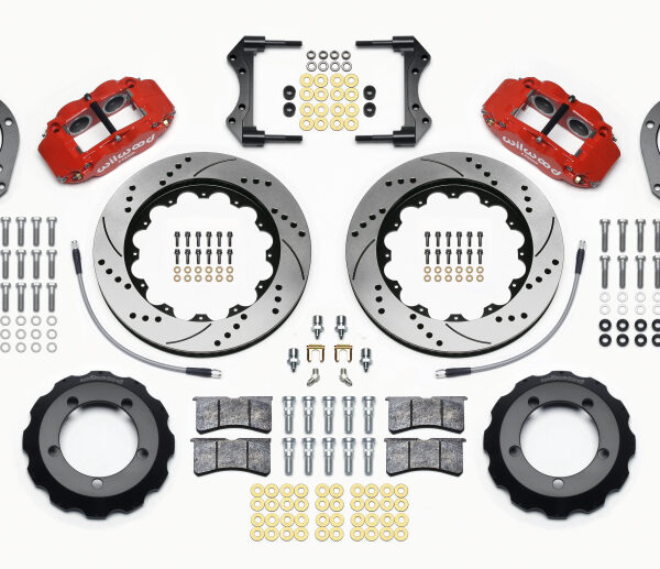 Wilwood Narrow Superlite 4R Front Hat Kit 14.00in Drill Red 76-77 Ford Bronco Dana 44 w/Lines