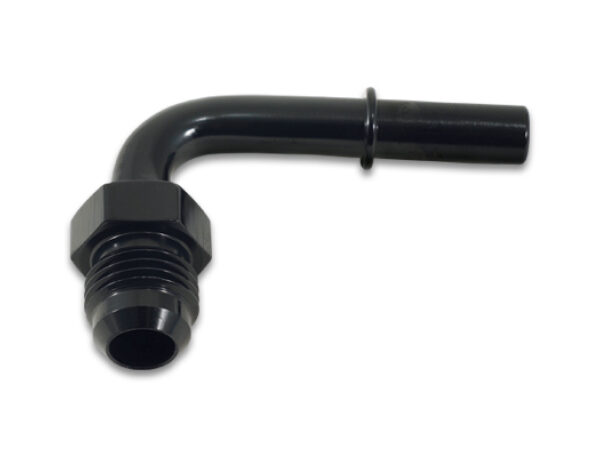 Vibrant 90 Degree Aluminum AN to Male Quick Connect Fitting -8AN - 0.375in Barb Size