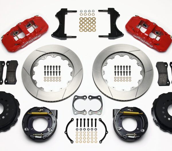 Wilwood AERO4 Rear P-Brake Kit 14.00in Red Big Ford New Style 2.50in Offset