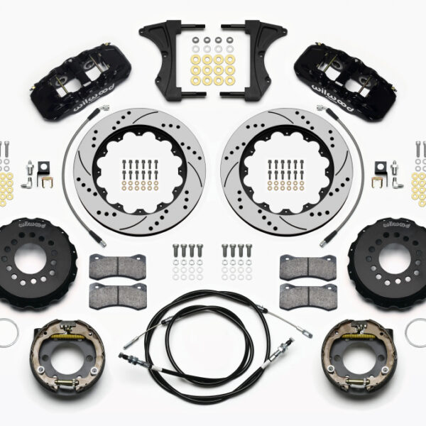 Wilwood AERO4 Rear Kit 14.00 Drilled 2005-2014 Mustang w/ BMR Suspn. w/Lines