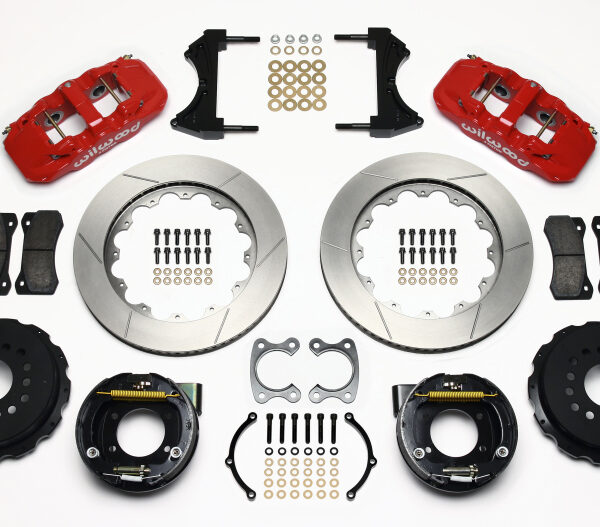 Wilwood AERO4 Rear P-Brake Kit 14.00in Red Small Ford 2.50in Offset