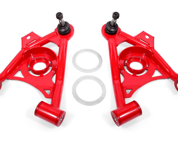 BMR 79-93 Mustang Fox Lower Control A-Arm Front w/ Spring Pocket/Tall Ball Joint - Red