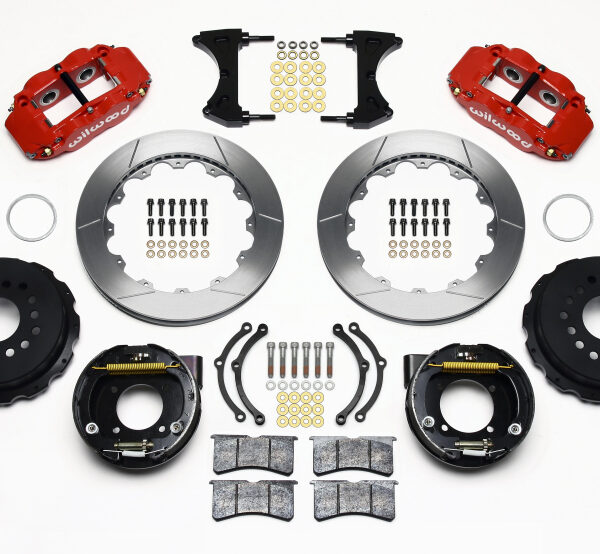 Wilwood Narrow Superlite 4R Rear P-Brk Kit 12.88in Red Chevy 12 Bolt w/ C-Clips