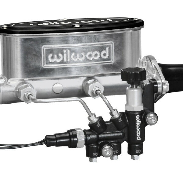 Wilwood HV Tandem M/C Kit w L/H Bracket & Prop Valve - 1 1/8in Bore Ball Burnished
