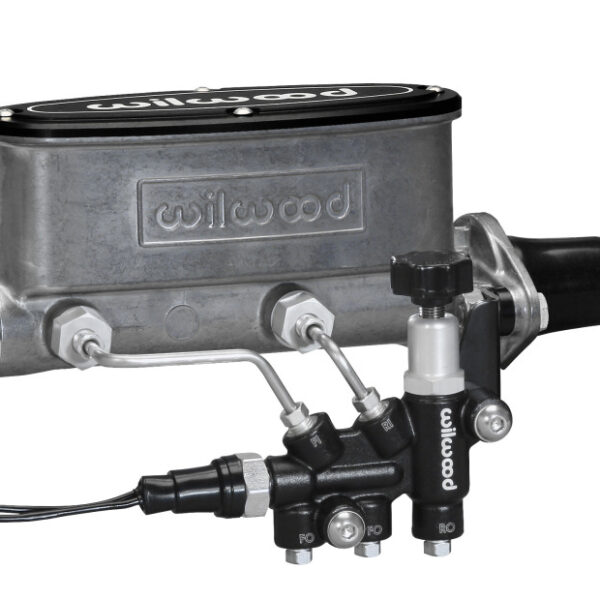 Wilwood HV Tandem M/C Kit w L/H Bracket & Prop Valve - 1 1/8in Bore