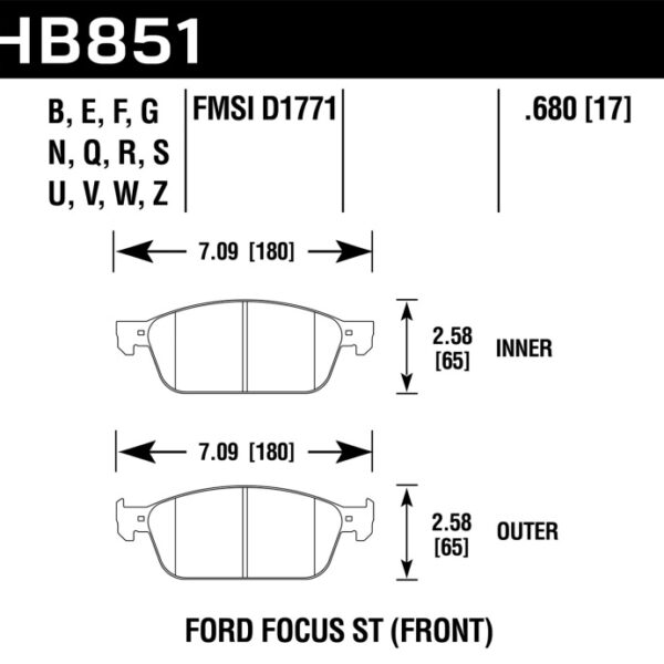 Hawk 15-16 Ford Focus ST (Does Not Fit RS Model) DTC-60 Race Front Brake Pads