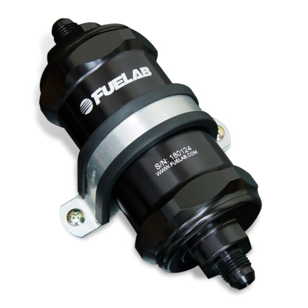 Fuelab 818 In-Line Fuel Filter Standard -8AN In/Out 6 Micron Fiberglass - Black