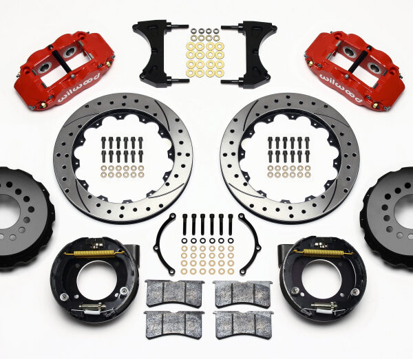 Wilwood Narrow Superlite 4R Rear P-Brk Kit 12.88in Drilled Red Chevy C-10 2.42 Offset 5-lug