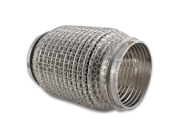 Vibrant SS Flex Coupling w/ Interlock Liner and Mesh Braid 3in Inlet/Outlet x 6in long