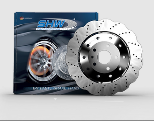 SHW 14-18 Audi RS7 4.0L Rear Cross-Drilled Lightweight Wavy Brake Rotor (4G8615601E)