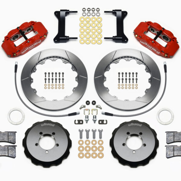 Wilwood Narrow Superlite 6R Front Hat Kit 13.06in Red 1999-2012 Subaru WRX w/Lines