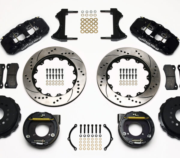 Wilwood AERO4 Rear P-Brake Kit 14.00in Drilled Ford 8.8 w/2.5in Offset-5 Lug