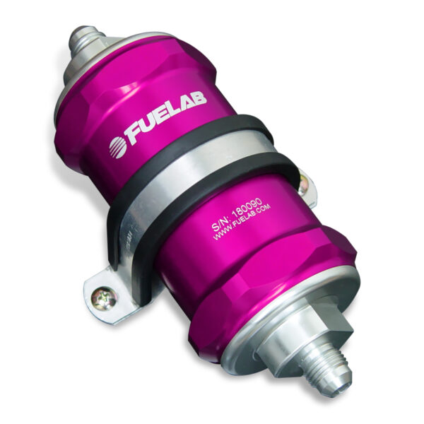 Fuelab 818 In-Line Fuel Filter Standard -6AN In/Out 6 Micron Fiberglass - Purple