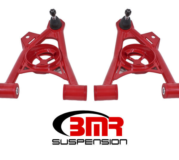 BMR 94-04 Ford Mustang Non-Adj. A-Arms Lower (Poly) w/ Spring Pocket - Red