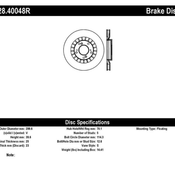 StopTech 00-09 Honda S2000 Front Drilled Right Rotor