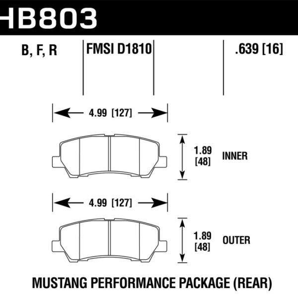 Hawk 2015+ Ford Mustang GT 5.0L (Excluding GT350/GT350R/GT500) ER-1 Endurance Racing Rear Brake Pads
