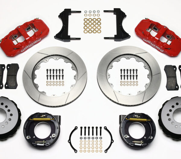 Wilwood AERO4 Rear P-Brake Kit 14.00in Red Chevy C-10 2.42 Offset 5-lug